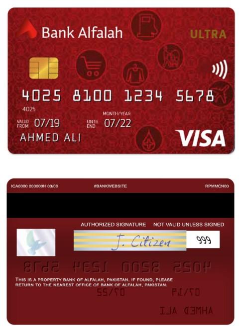 Pakistan Bank of Alfalah visa ultra cashback credit card